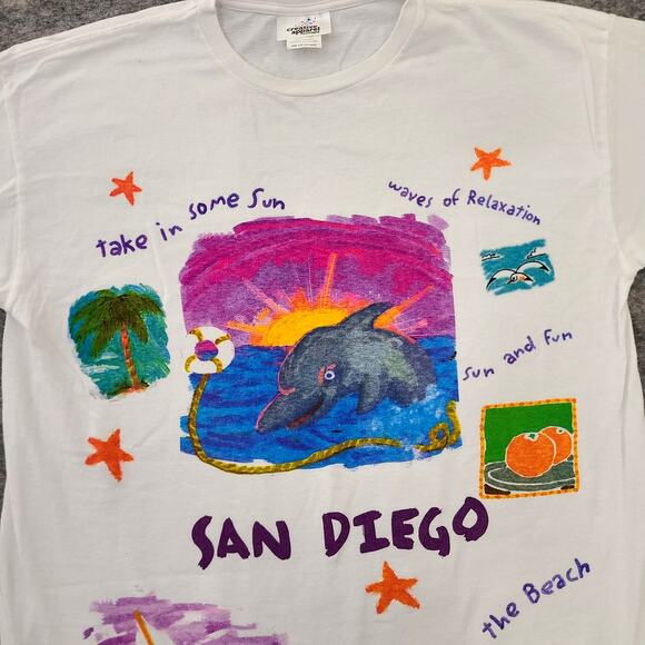 90s Animal Shirt Mens Large San Diego Creative Apparel Concepts Dolphin VTG - Picture 2 of 11